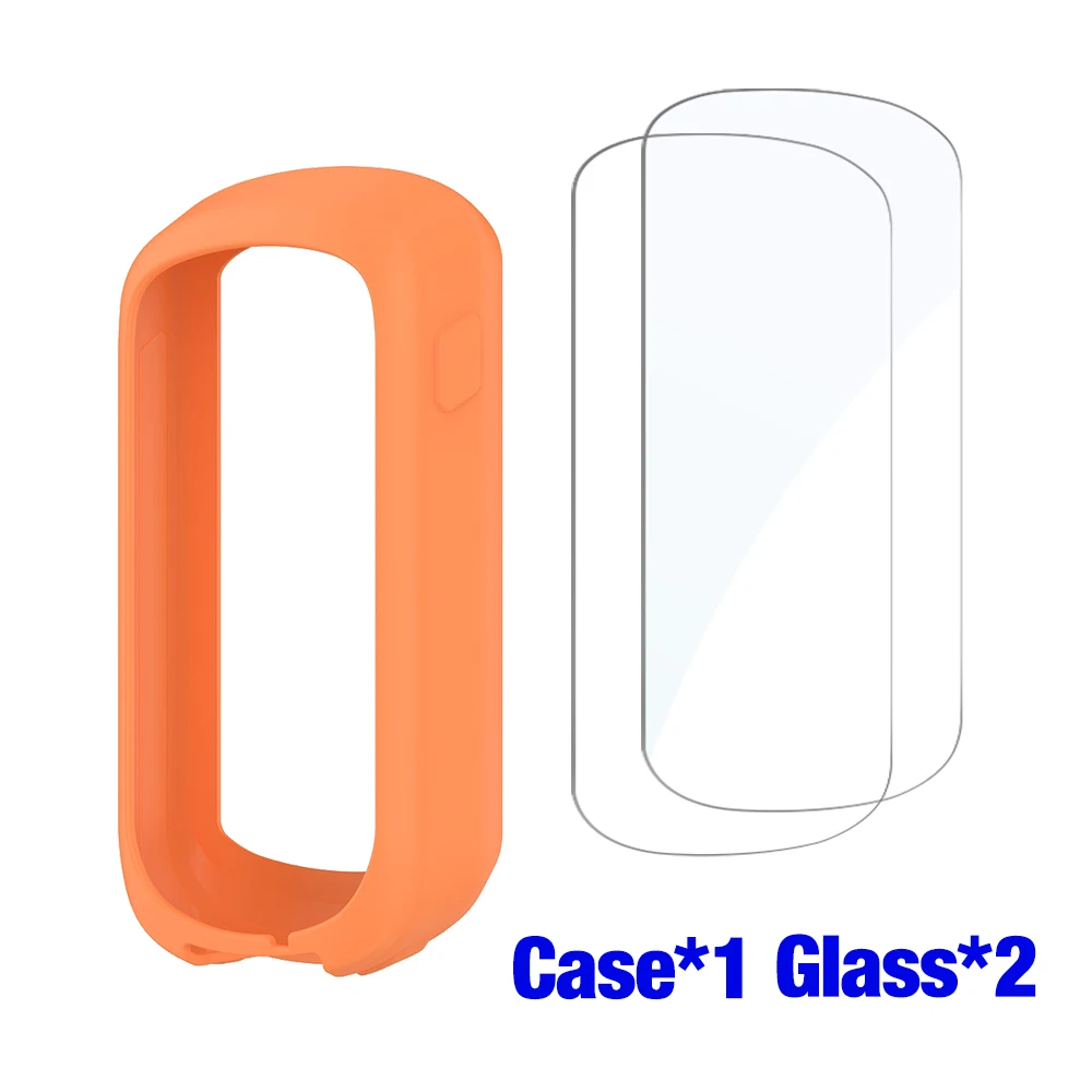 Glass+Case for Garmin Edge Explore 2 Screen Protector Tempered Glass&Soft Silicone Protective Bumper Cover Explore2 Accessories