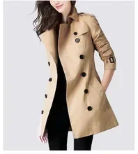 Trench coreano feminino casaco turn down collar manga cheia sólido fino ajuste jaquetas duplo breasted meados de comprimento casacos splice outono