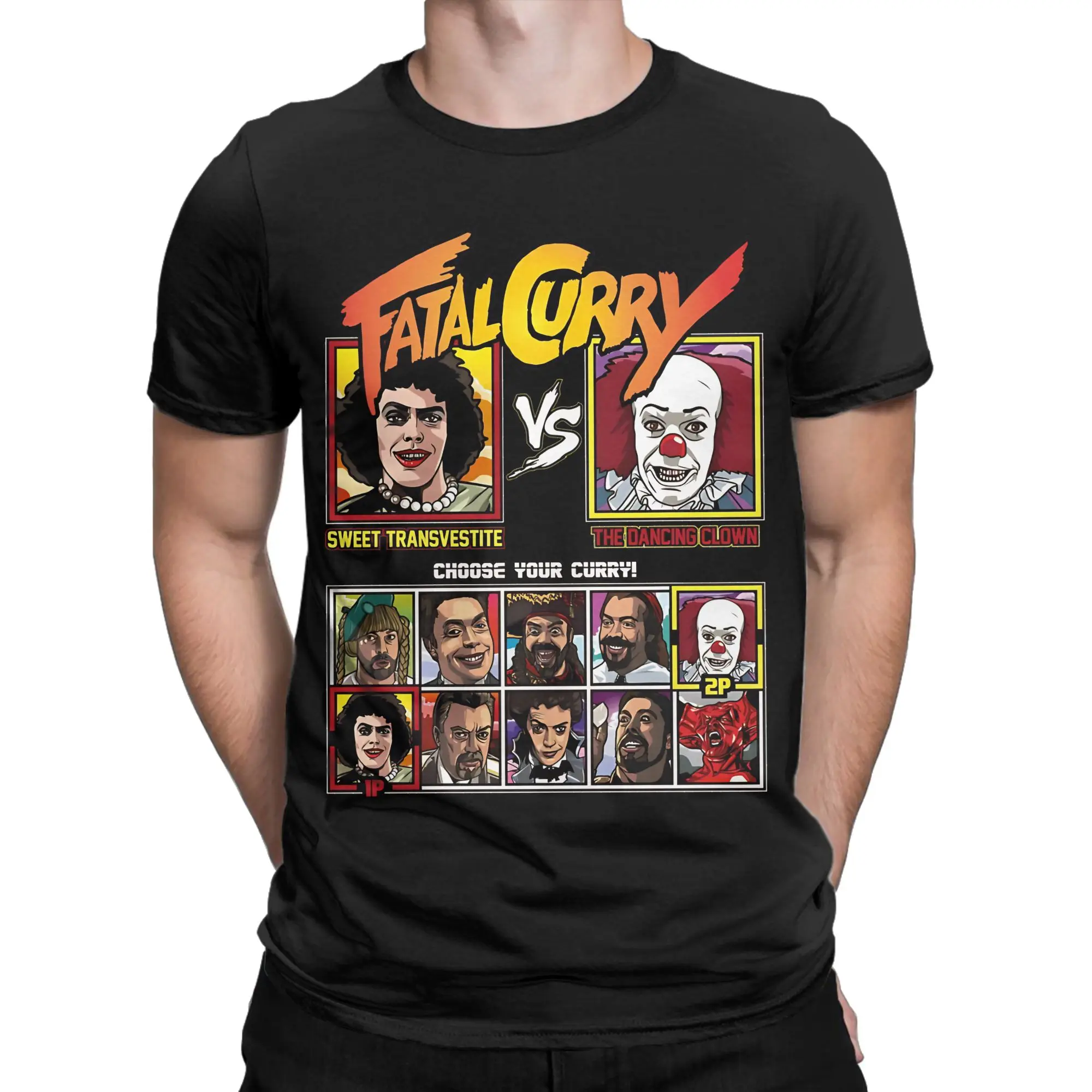 Men Women T-Shirt Tim Curry Fighter Funny Cotton Tees Short Sleeve Frank Horror Movie T Shirts O Neck Clothing Party