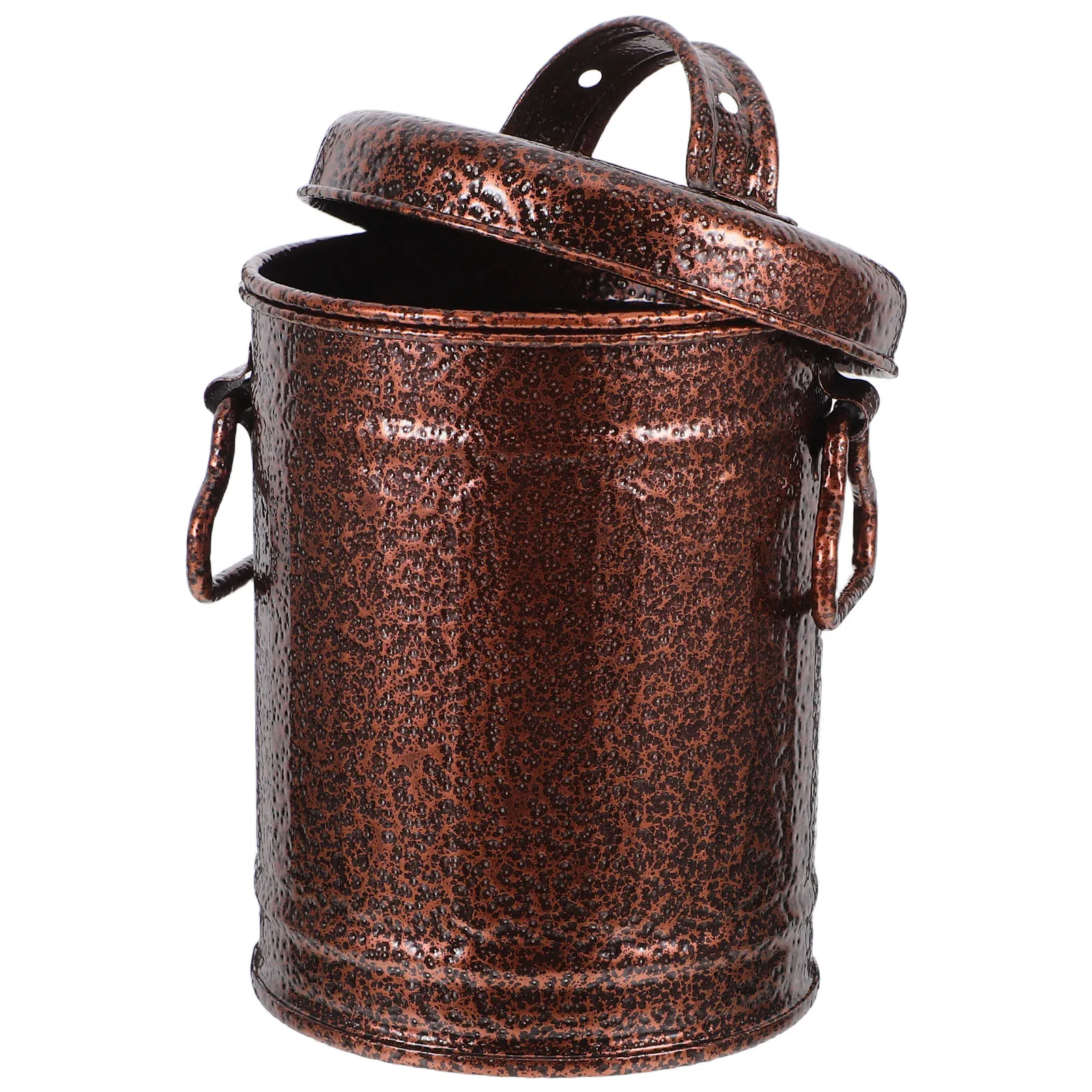 

Metal Ashtray Galvanized Iron Bucket Style with Lid for Retro Small Portable Indoor Outdoor Home Office Use