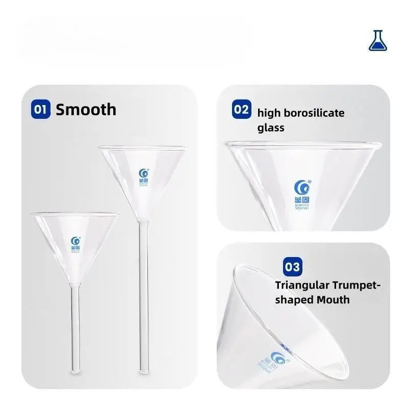 2pcs/lot Dia 100mm Clear Glass funnel with straight top SHORT NECK for Laboratory tests