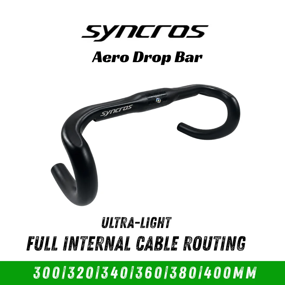 Guidon de route aérodynamique ultra-léger SYNCROS T1000 en carbone, 31,8 mm, avec passage de câbles entièrement interne, portée 300 mm, drop 75 mm, 115 mm