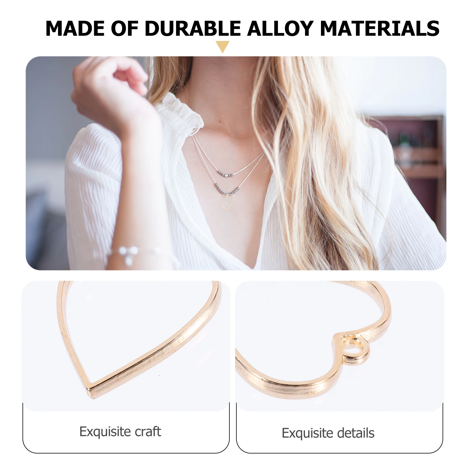 

20 Pcs Heart Open Bezel Pendants Accessories Necklace Jewelry Making Charm Golden