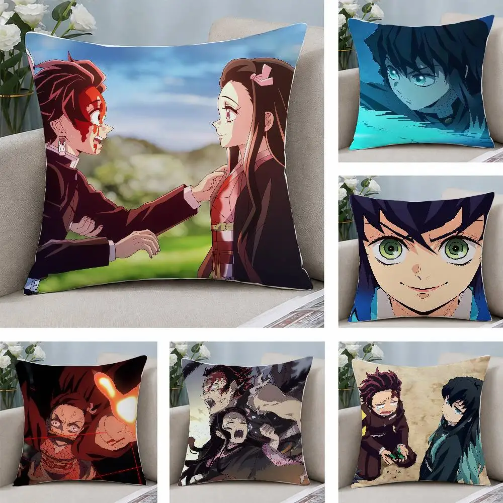 Demon Slayer Infinity Castle Arc Anime Plush Pillow Cover Soft Short Plush Cushion Cover For Sofa Bedroom Home Decor Gift