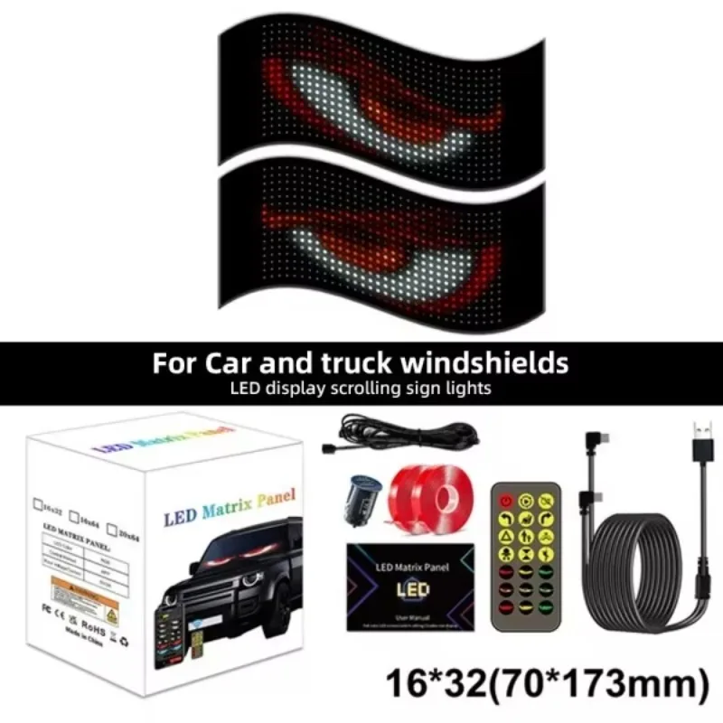 

Flexible LED RGB Car Matrix Pixel Panel Programmable DIY Scrolling Animation Display Truck Eyes Sign Light APP Control Module