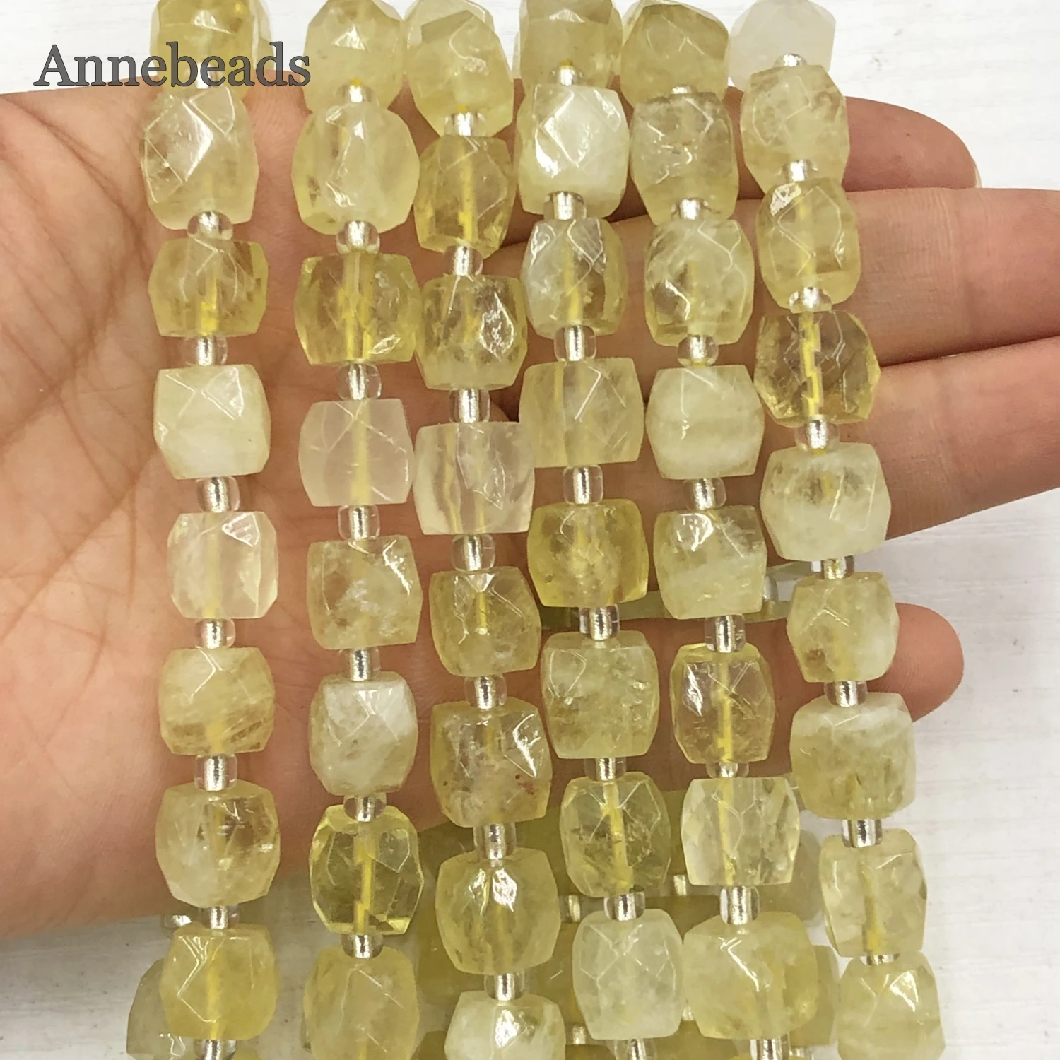 Natural Cube Faceted Lemon Yellow Quartzs Loose Square Crystal Beads For Jewelry Making Diy Minerals Bracelet Accessorise