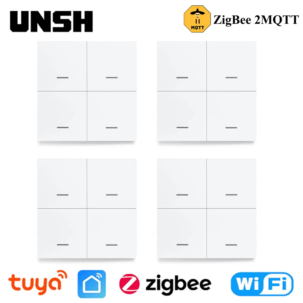 Tuya ZigBee Smart Scene Switch 4 Gang 12 Scene Switch Push Button  Smart Life Controller Works With 2MQTT And ZigBee Gateway