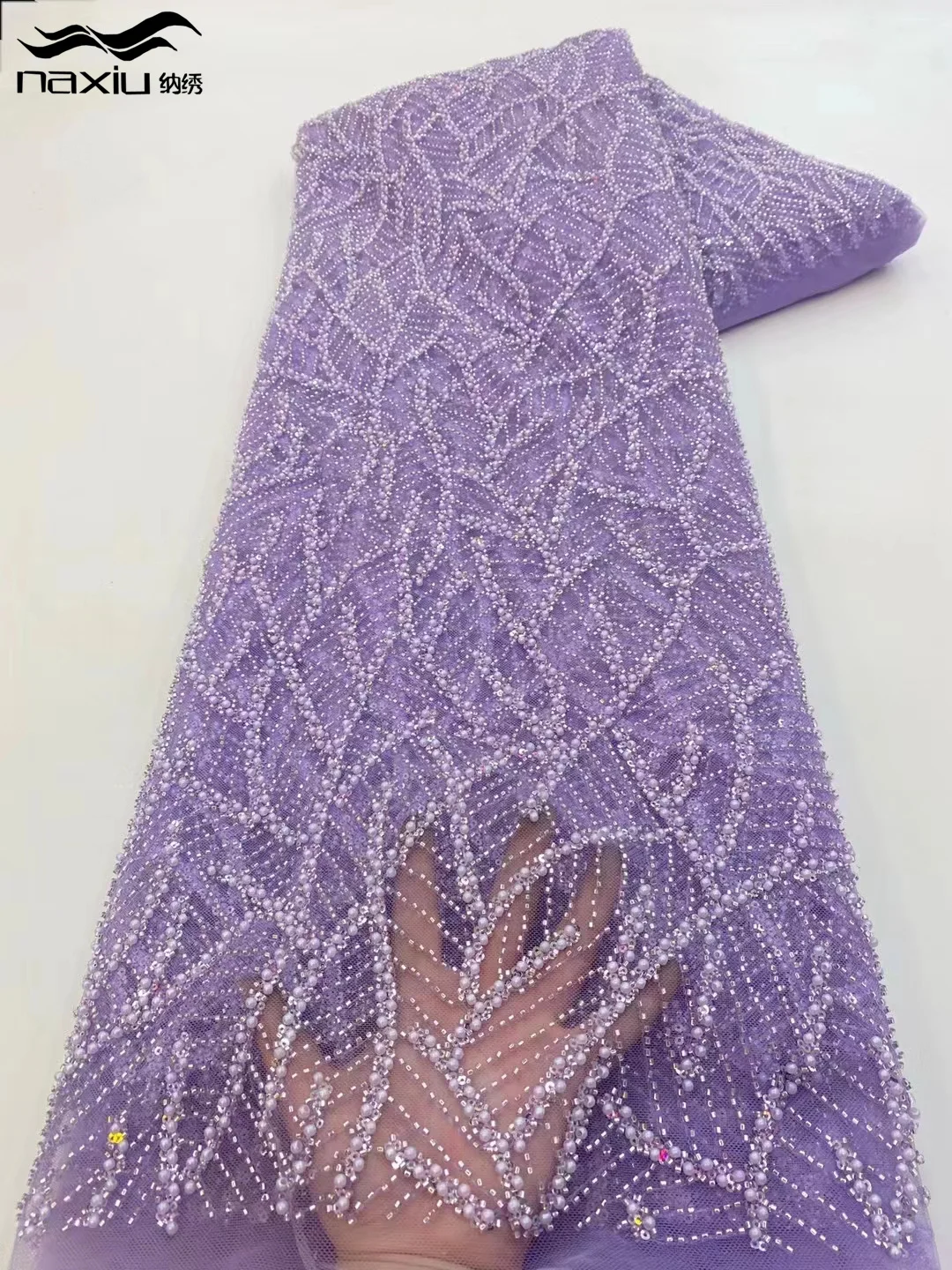 

Madison-Luxury Sequins Heavy Beads Lace Fabric, High Quality, Mesh Embroidery, French Tulle, Nigerian Beads for Dress, 2024