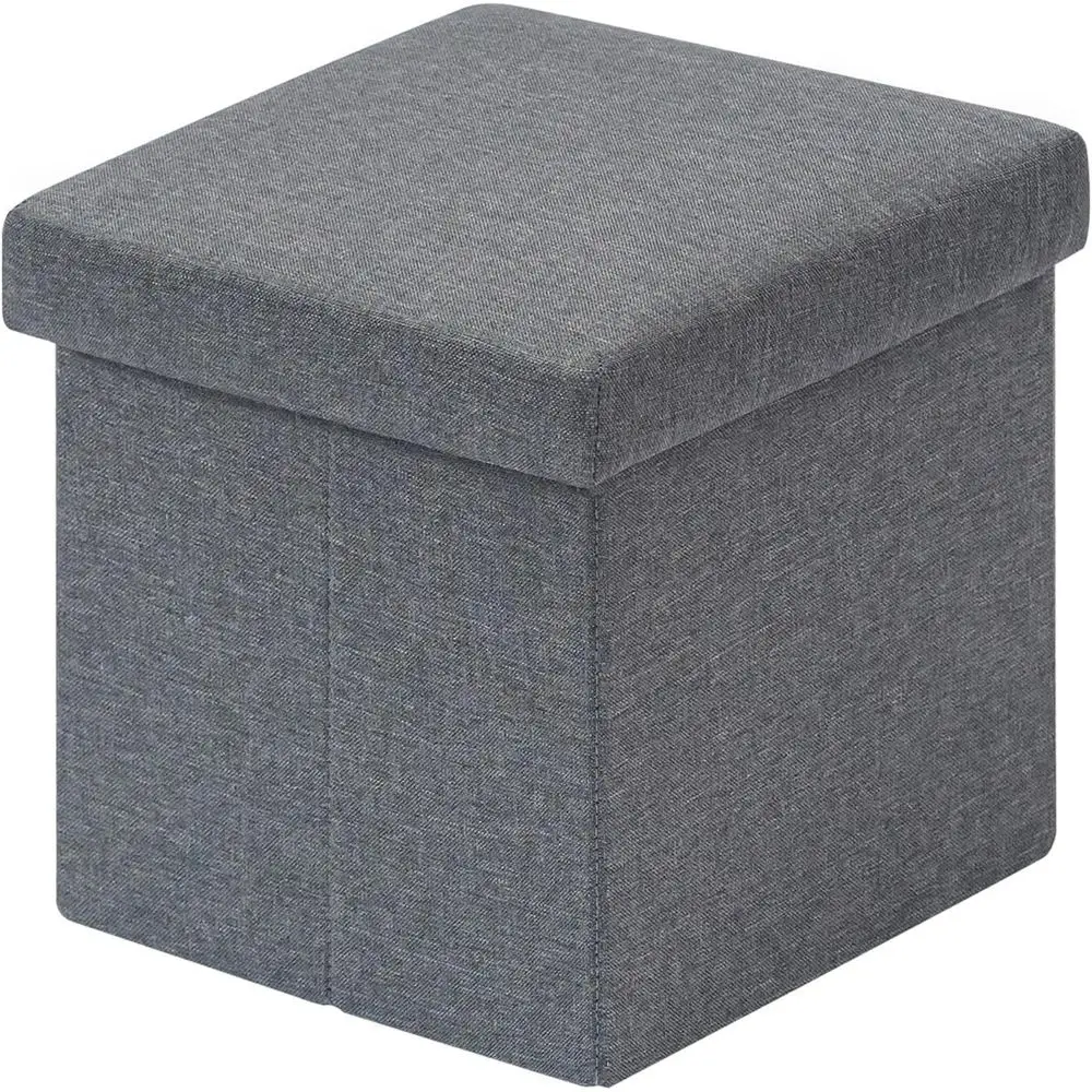 Storage Ottoman Cube, Linen Small Foot Seat, Living Room, Bedroom, Home Office, Dorm Storage Footrest Grey 11.8x11.8x11.8