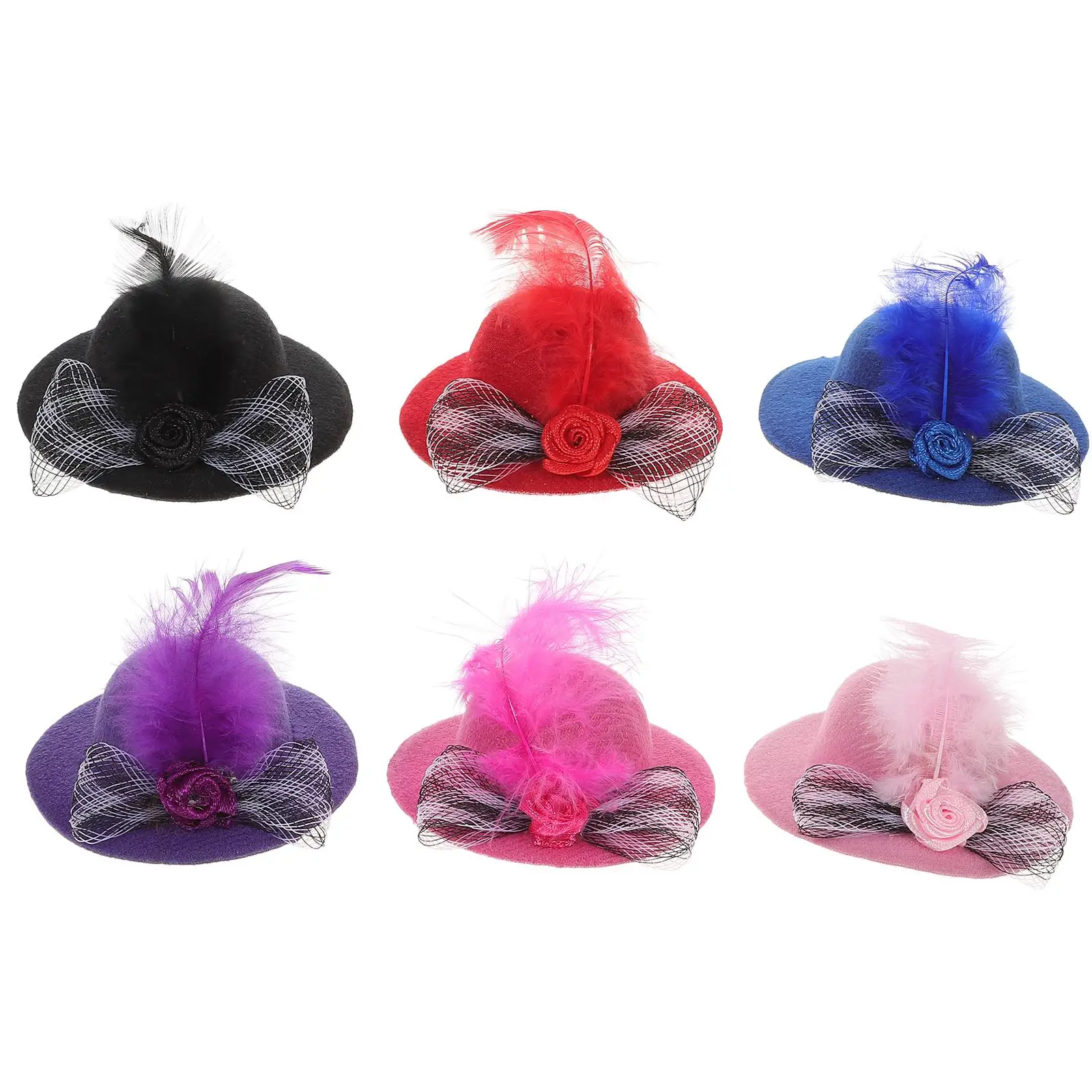 

Pink Mini Princess Hair Accessories Hat Small Top Dollhouse Miniature Toddler Mesh Hats