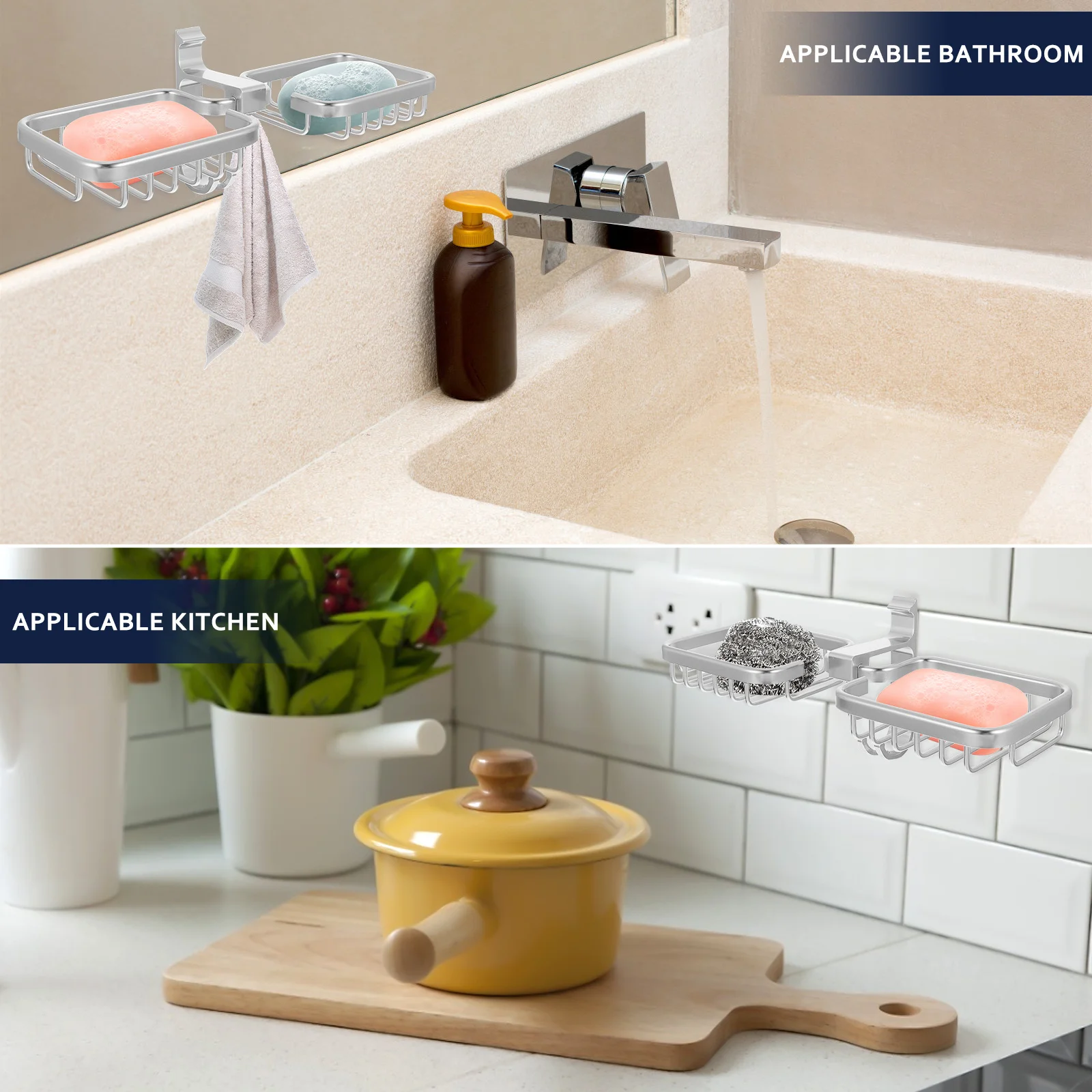 

1 pc Space Aluminum Soap Storage Mounted Bathroom Drain Shelf Household Soap Holder Stand Nail-Free Glue Strong