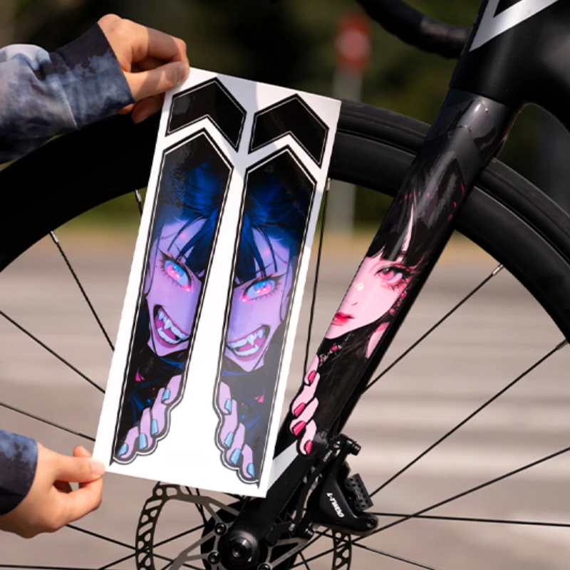 1pair Anime Eyes MTB Bike Sticker Waterproof for Highway Bicycle Fork Top Tube Motorbike Electric Scooter Decoration Vinyl Decal