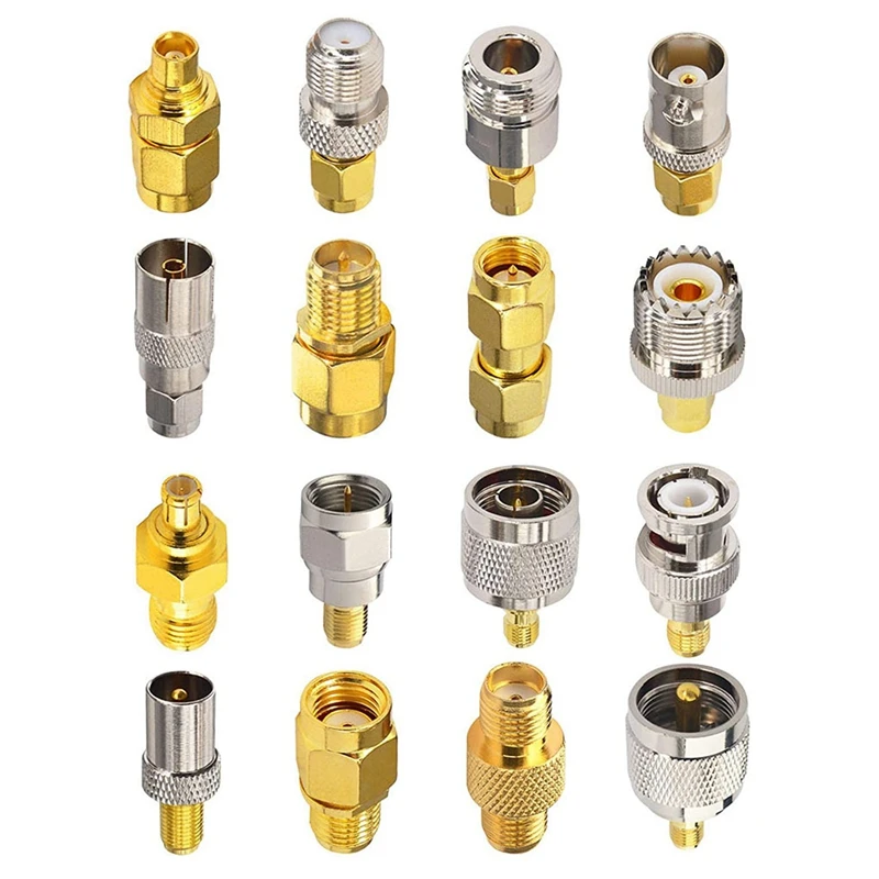 FULL-16 Type SMA Connectors SMA Adapter Kits SMA To MCX/TV/F/N/BNC/UHF/RP-SMA Straight Type Nickel Gold Plated Test Connector