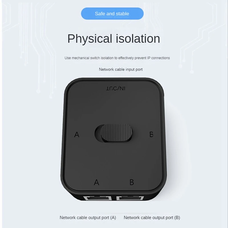 Network Switch Selector para rede interna e externa, 2 portas, RJ45, LAN, CAT6, 1000Mbps, 2 em 1 saída, 1 em 2 fora