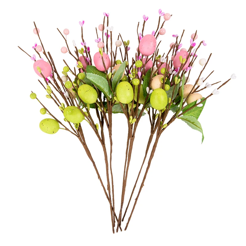 1-3pcs Easter Egg Tree Branch Fake Plant Happy Easter Party Decorations Fo Home Vase Decor Diy Flower Arrangement Accessories