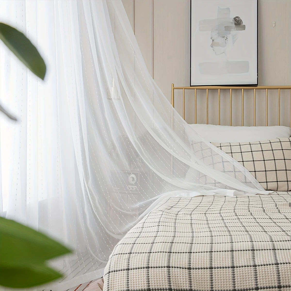 1Pc White gauze curtains that transmit light but are not transparent to people. White gauze curtains for living rooms, bed
