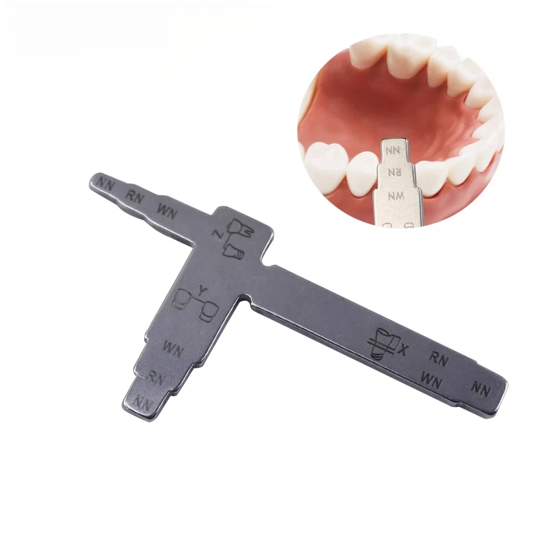 ملحقات مواد مختبر الأسنان على شكل حرف T قياس زراعة زاوية/مسطرة تخطيط تباعد الأسنان أداة فمية من الفولاذ المقاوم للصدأ #6