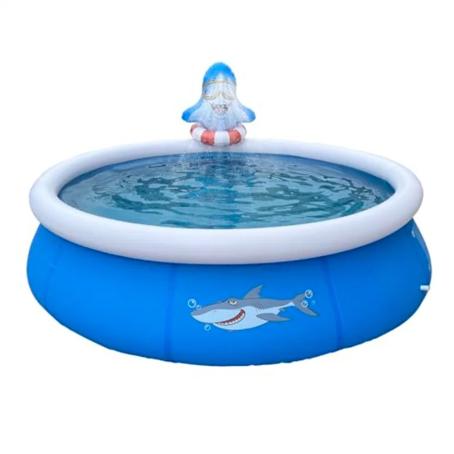 

Outdoor inflatable swimming spray pool for backyard use PVC material blue and white color quick-setup air top ring design with