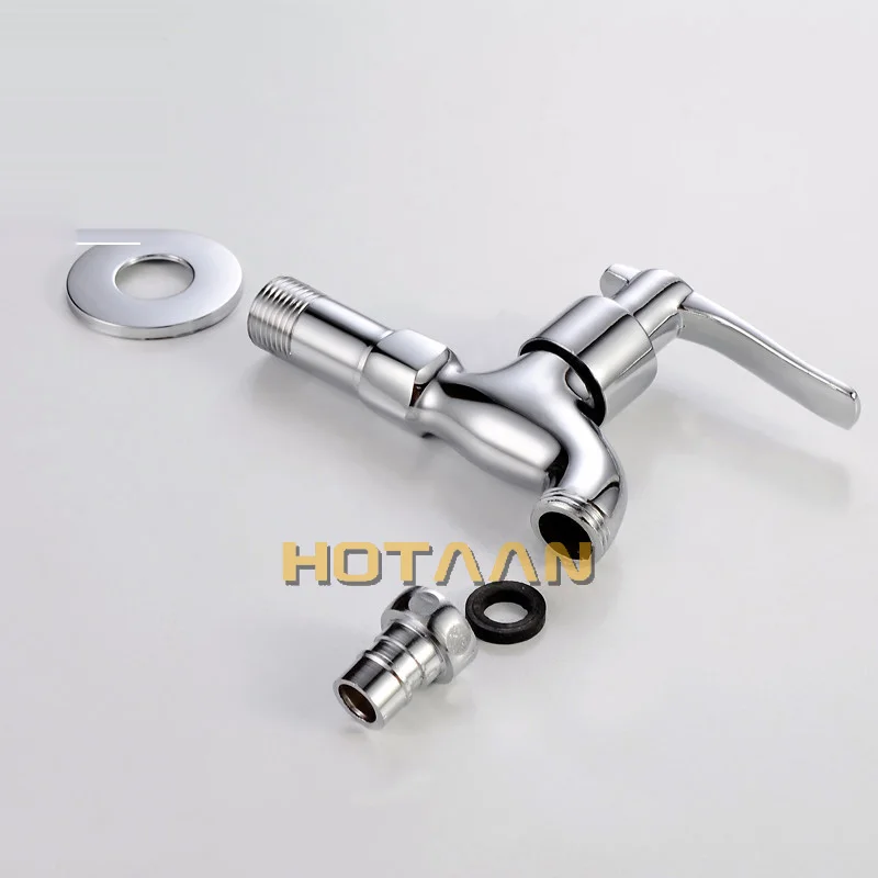 HOTAAN 12cm length Brass single cold water wall tap garden piscinas long washing machine water tap basin faucet bibcock