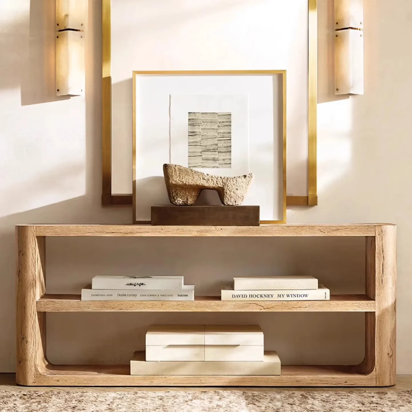 

Modern Retro Solid Pine Wood Modern European Console Table Bedroom Living Room Entryway Multi-function Cabinet Customized