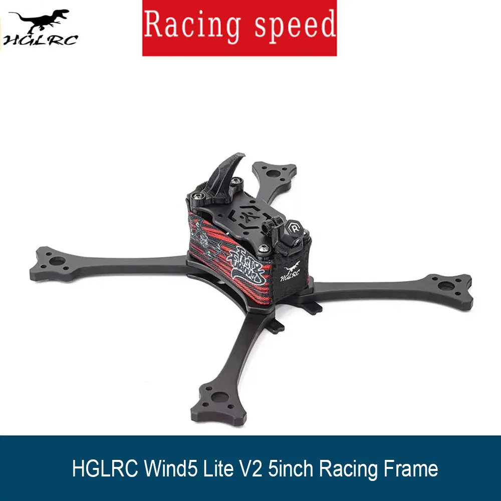 

HGLRC Wind5 Lite V2 5inch FPV Racing Frame - 195mm Wheelbase Toray-T700 Spray Paint for RC FPV Racing Freestyle Drone