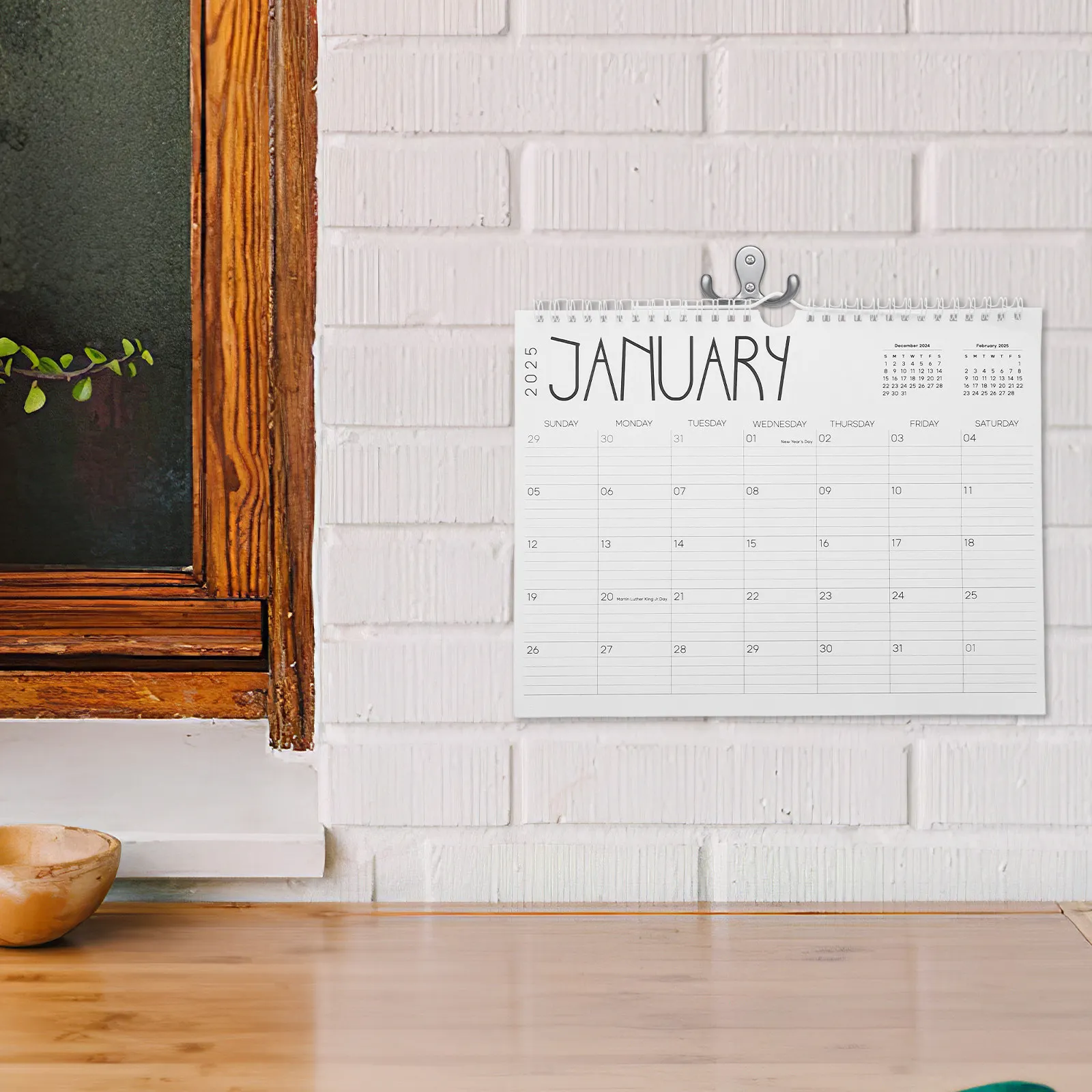 

Wall Calendar 2025 12 Month Planner Hanging Calendar Daily Schedule Twin Wire Binding for Home Office School Use
