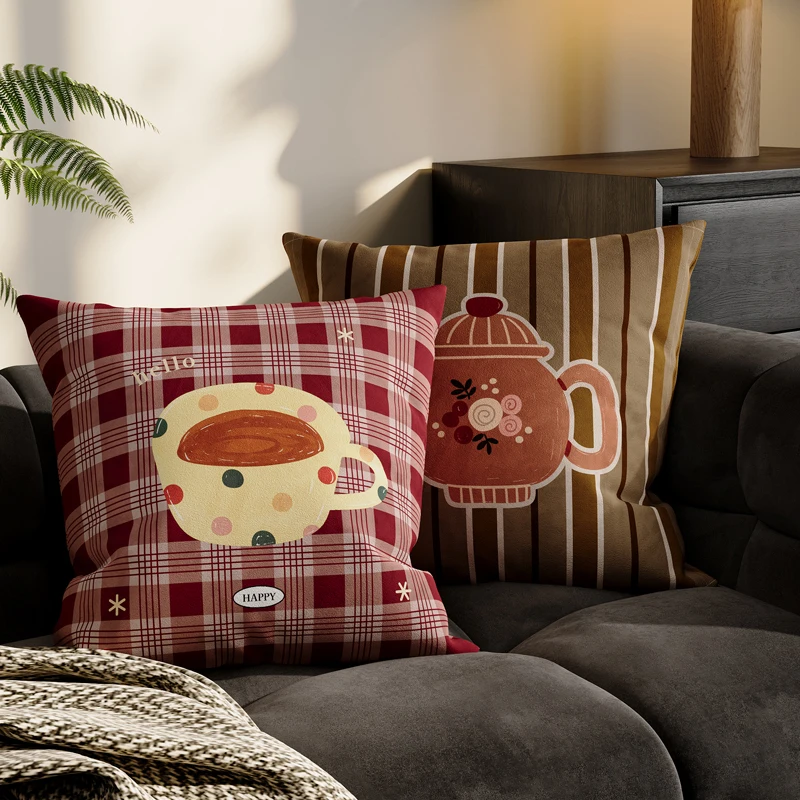 Retro Pillowcase High-End Living Room Sofa Backrest Pillow Home Use Bedroom Cushion Included Core Detachable And Washable