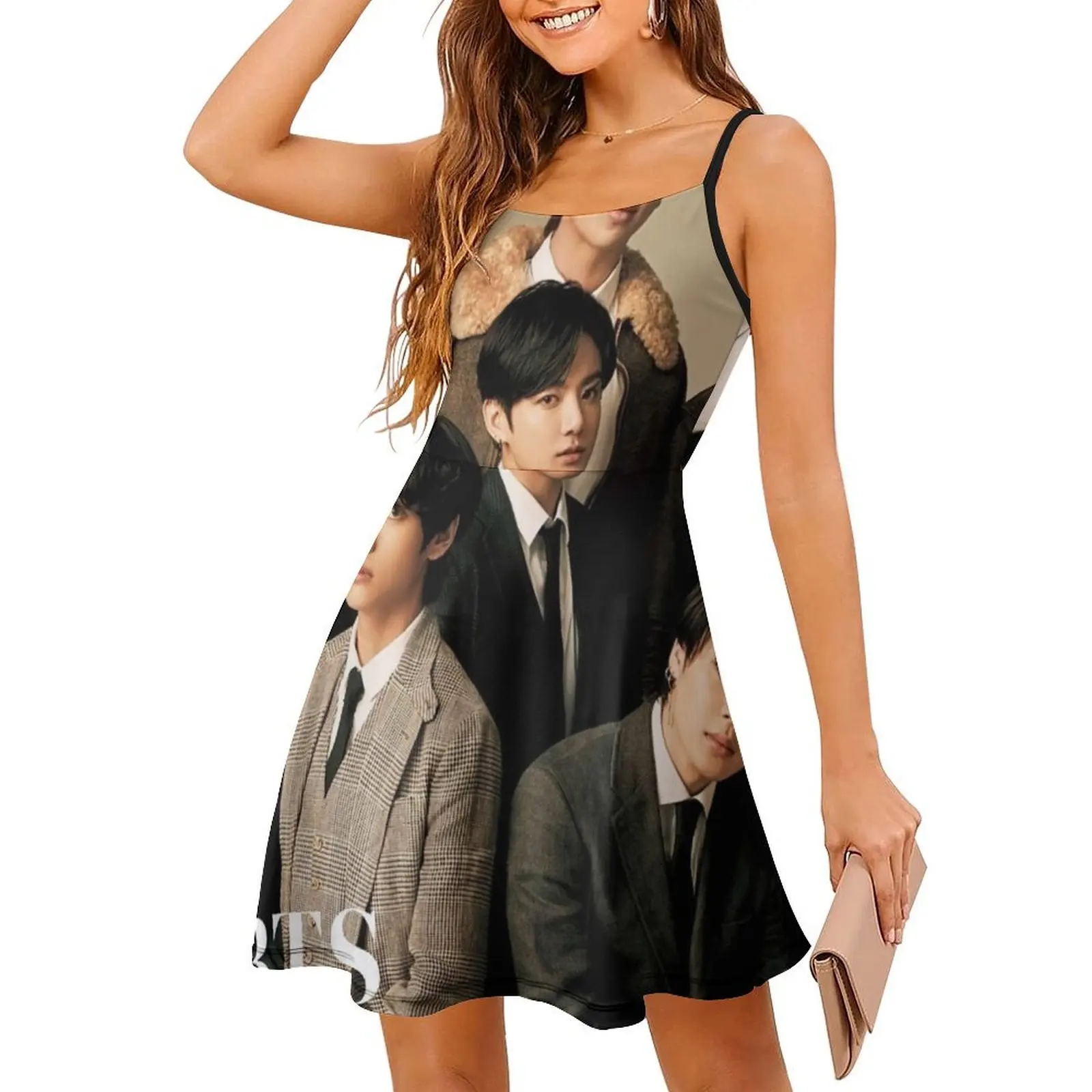 فستان قصير على طراز Domation Preppy الكوري للنساء على شكل حرف a فضفاض مناسب فستان يوم غير رسمي مجموعة أقضاء وسيم لطيفة Rm #3