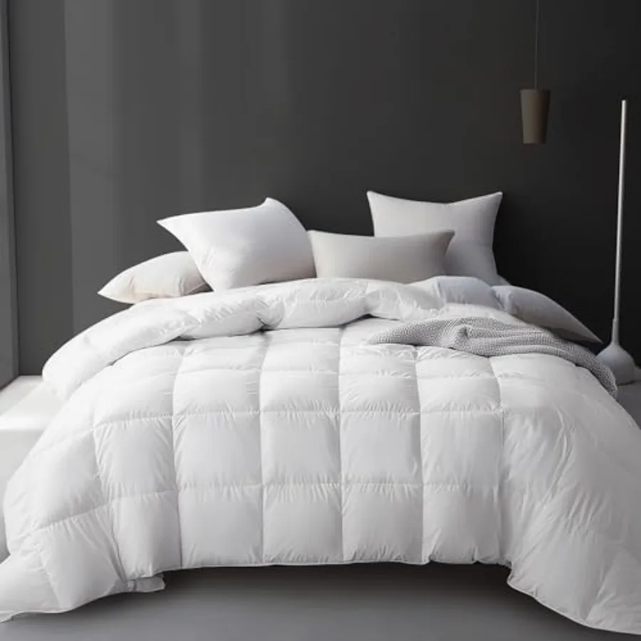 

King Size Hotel Luxury Hypoallergenic White Goose Feather Down Fiber Comforter 100 Cotton Duvet Insert Lightweight Bedding with