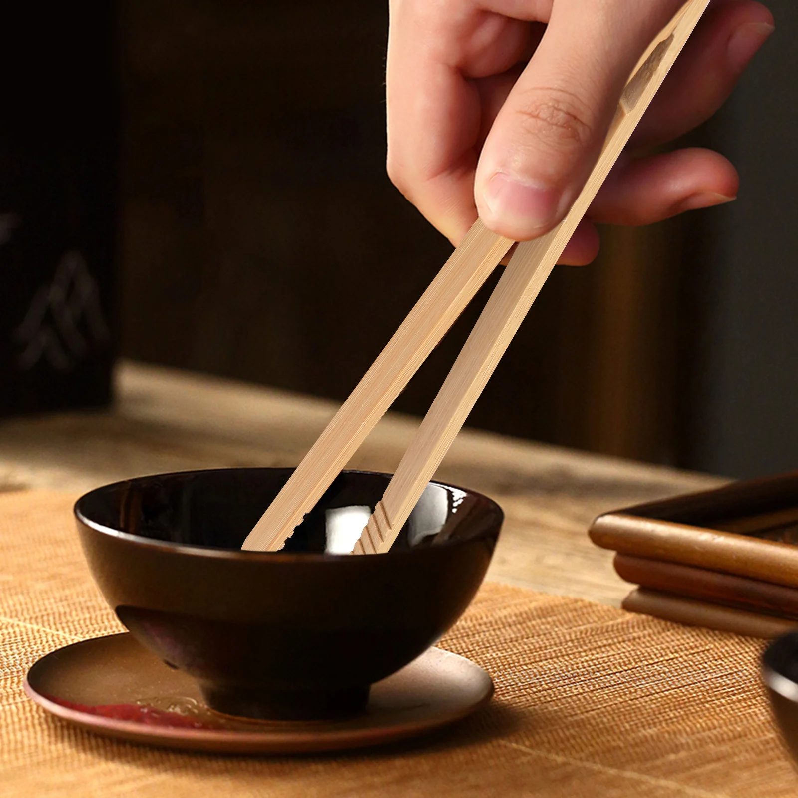 

4PCS Bamboo Tong Healthy Safe Practical Compact Size Portable Cooking Bamboo Dessert Tong Tongs Kitchen Bar Utensils