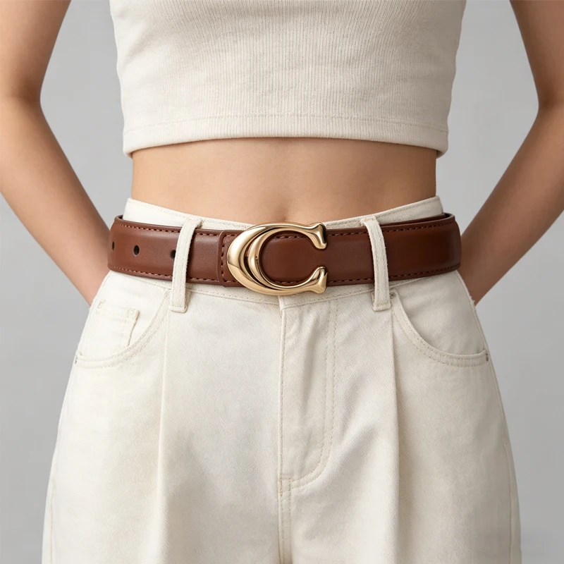 DINISITON-cinturón de cuero genuino para mujer, cinturones finos, marca de lujo a la moda, cinturón de alta calidad para vaqueros, cortavientos
