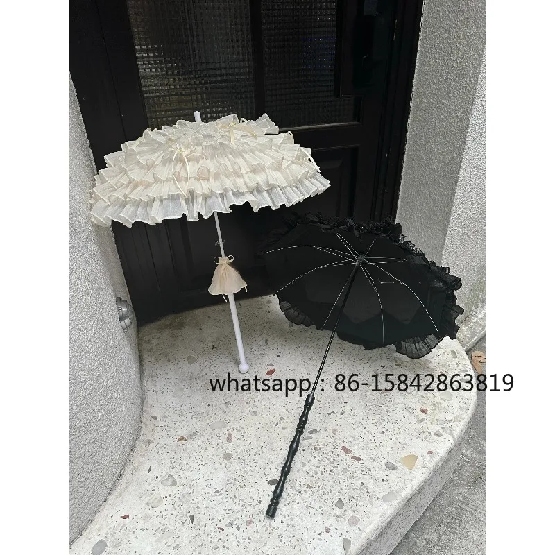 Original Handmade Luo Umbrella Dark Gothic Style Lolita Photography Matching Props Wedding Photography Umbrella Halloween Props