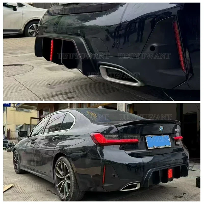 Carbon Fiber Printing Rear Bumper Diffuser Lower Spoiler For  BMW New 3 Series G20 320i 325i 330i 2022 2023 2024+