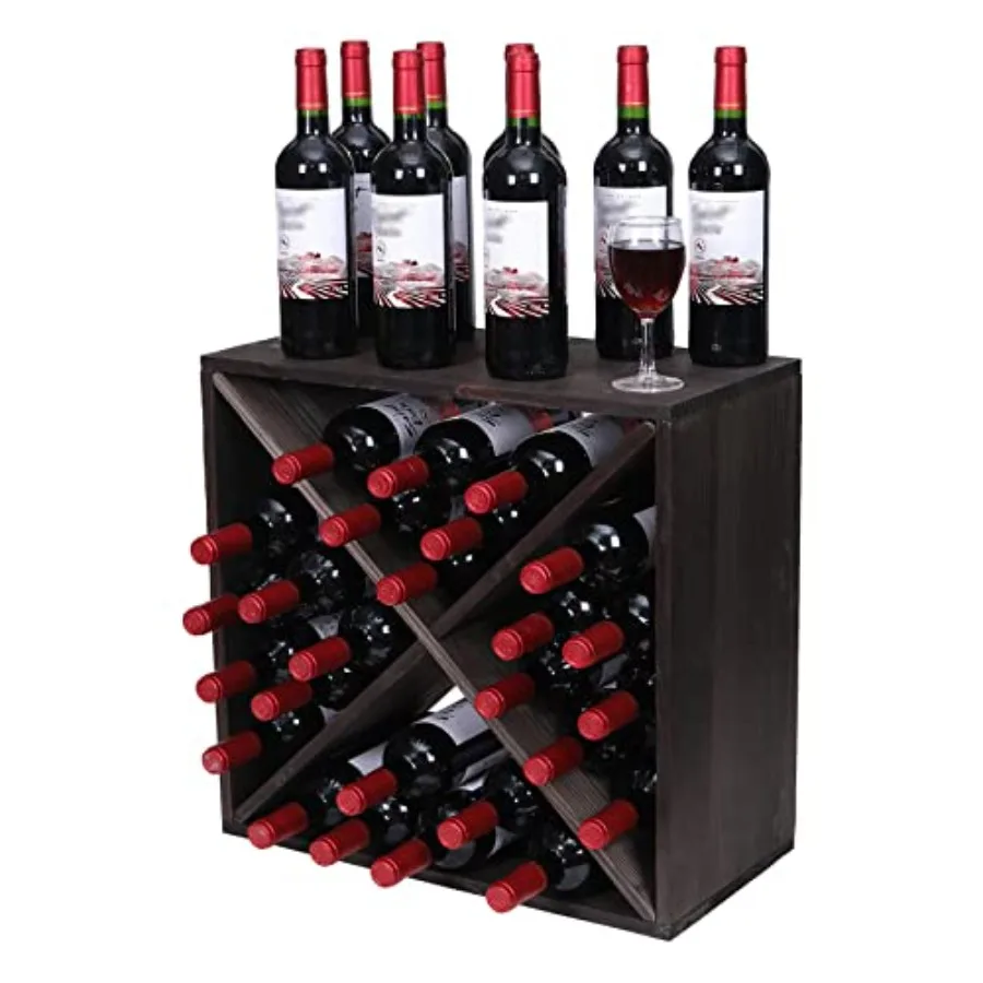 

Wine Rack Cabinet countertop Wooden Stackable Storage Retro Cube 24 Bottles freestanding Floor Wine Holder Stand