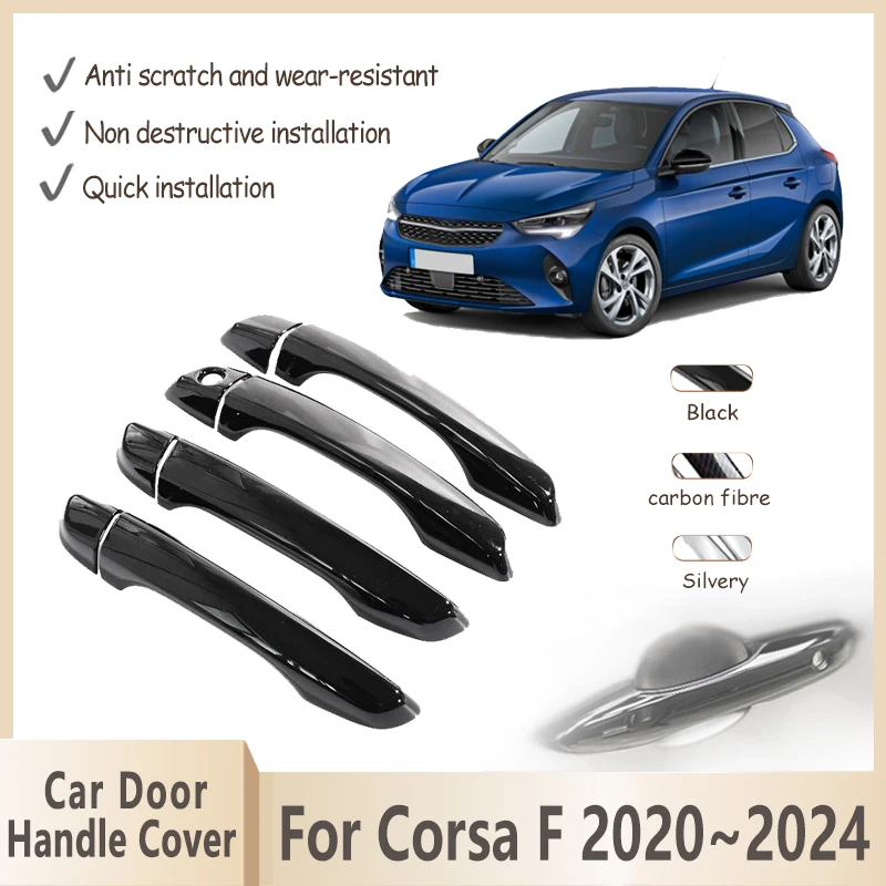 

Car Door Handle Cover For Opel Corsa F P2JO 2020~2024 2021 2022 2023 Vauxhall Corsa Gloss Black Outer Handle Sticker Accessories