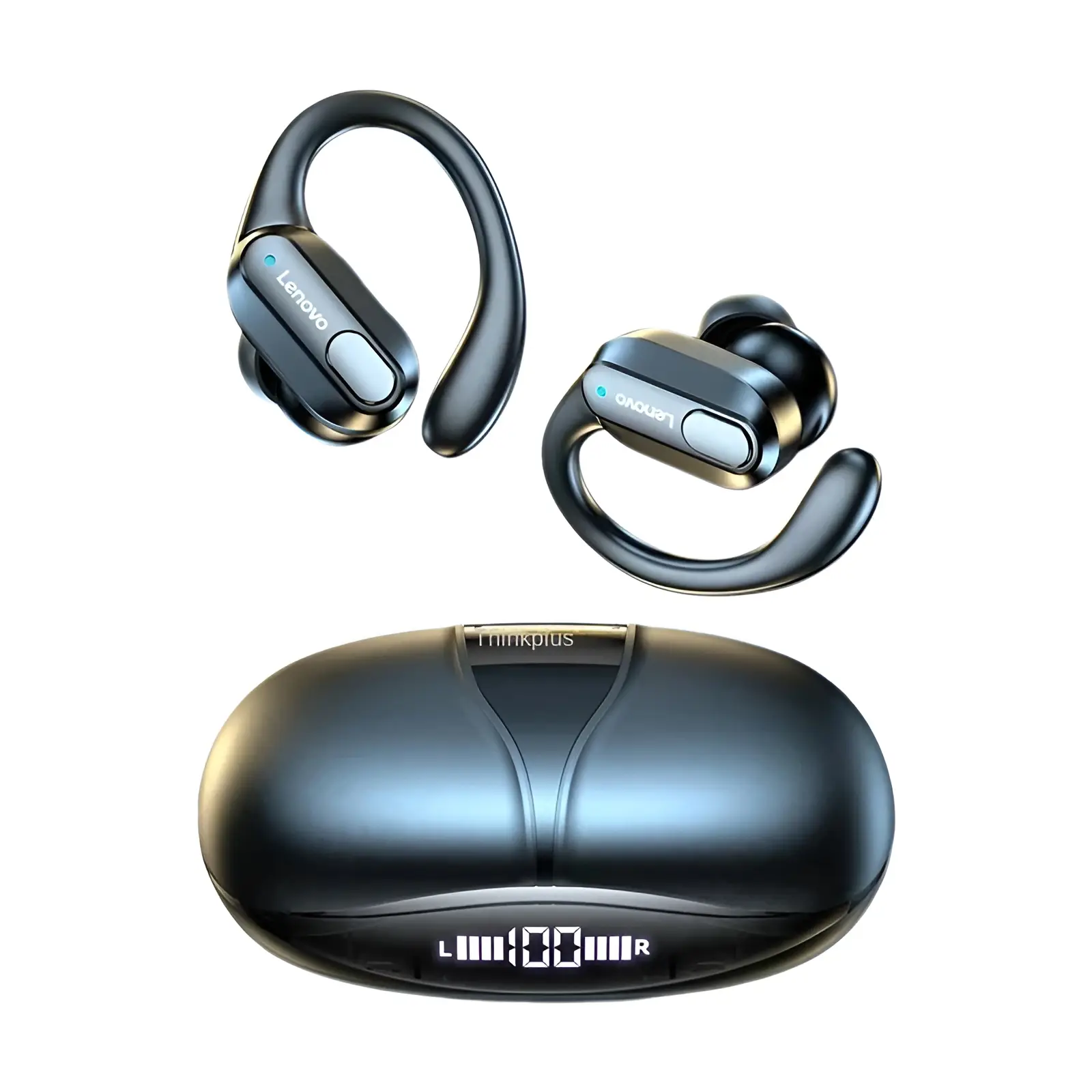 Fones de ouvido esportivos sem fio originais Lenovo XT80 com microfones, display de energia LED, som estéreo de alta fidelidade Bluetooth 5.3 TWS Fones de ouvido