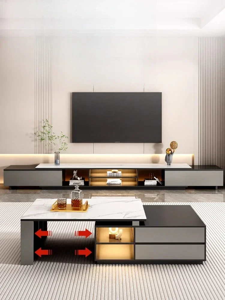 

Light luxury TV cabinet Modern simple household living room locker Small apartment telescopic coffee table TV cabinet
