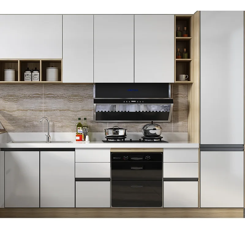 Modern and Simple Custom-Made Multi-Layer Solid Wood Outdoor Kitchen Cabinets with Quartz Countertops Open Type