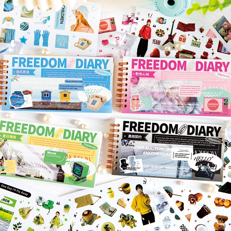 4packs/LOT Free diary series retro message PET sticker