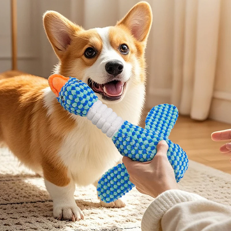 Juguetes para perros, juguete de peluche de animal, juguete para masticar de ganso salvaje para perros pequeños, medianos y grandes, gatos, juguetes para limpiar los dientes, juguete chirriante para cachorros