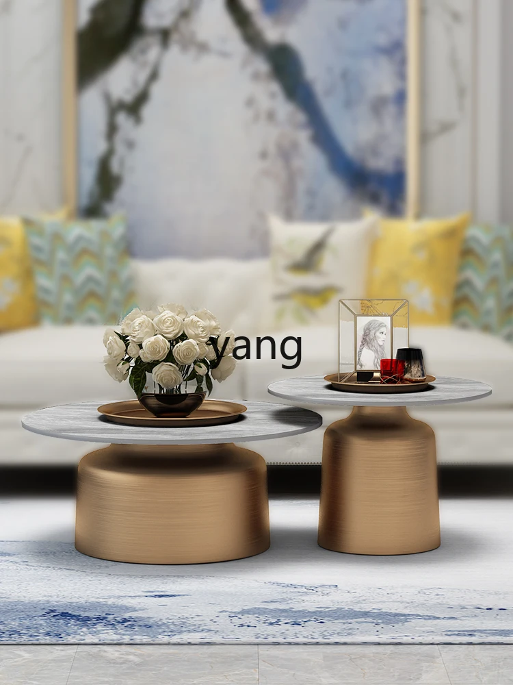 CX Light Luxury and Simplicity Modern Gold-Plated Brushed Tea Table Small Apartment Round Table