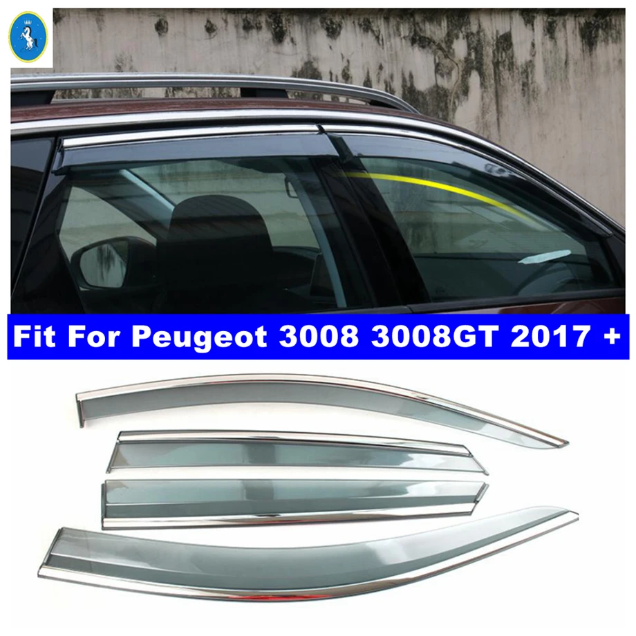 

Window Visors Awnings Wind Rain Deflector Visor Guard Vent Protection Kit Accessories Fit For Peugeot 3008 3008GT 2017 - 2022