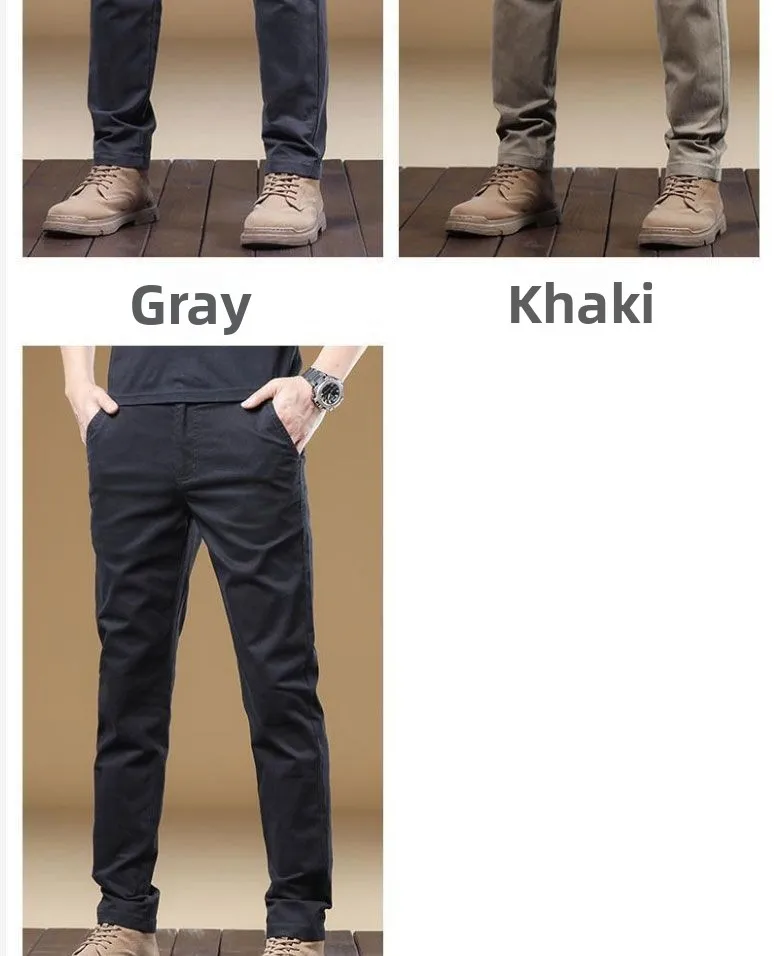 Hochwertige Dünne Baumwoll-Herrenhose Trendige Vielseitige Elastische Leichte Business-Hose Formelle Gerade Arbeitshose – Detail 11