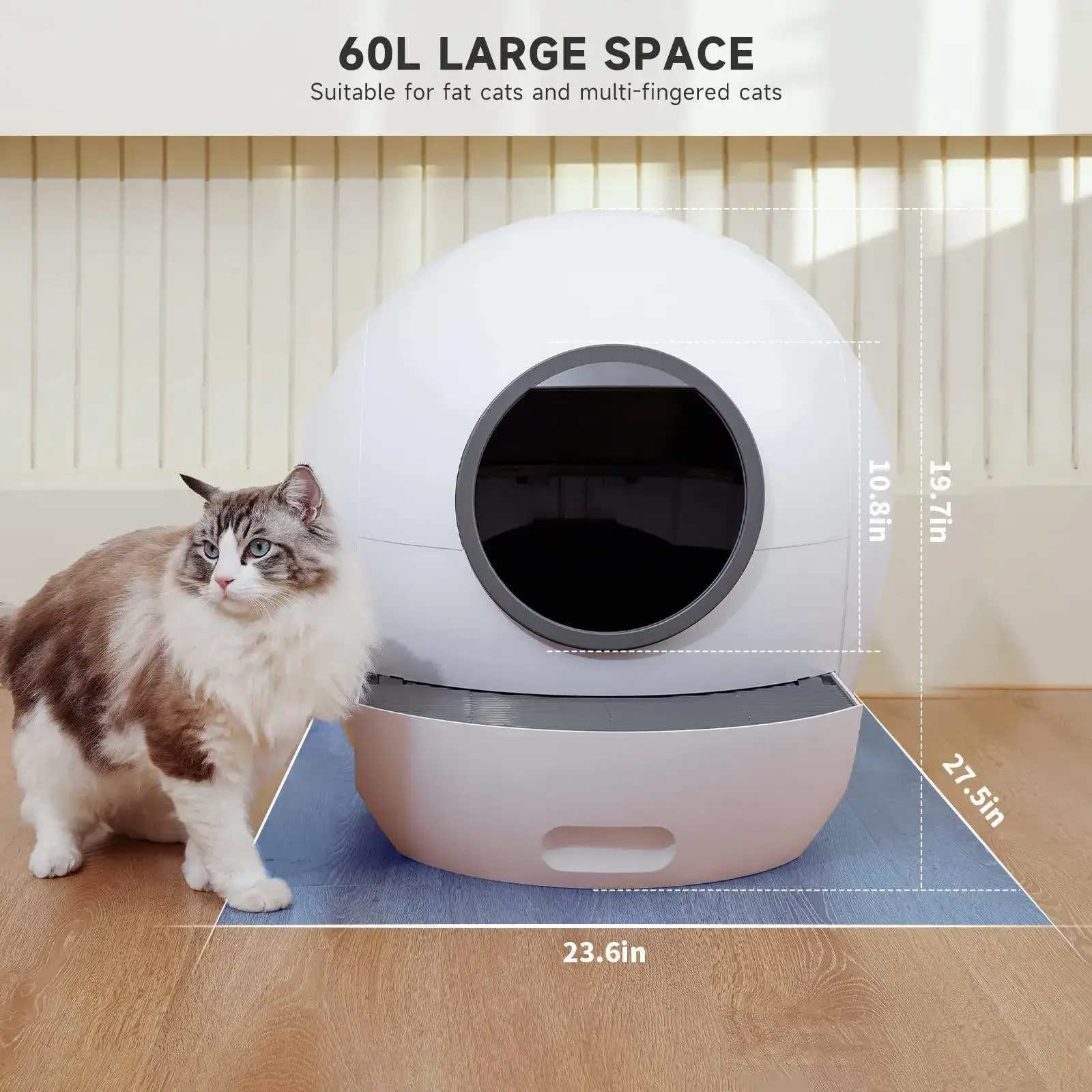 Gato automático grande, envío desde almacén UE EE. UU. Muebles de inodoro para gato, autolimpiante inteligente Caja