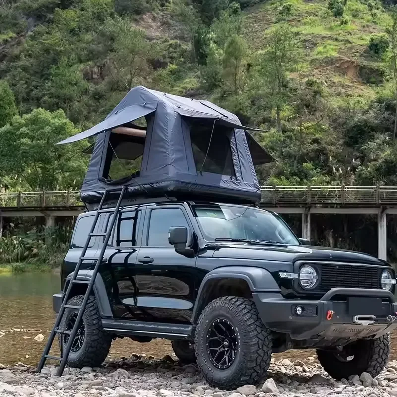 Hot Selling Roof Top Tent Inflatable Quick Opening Waterproof Sunshade Self Driving Camping Car 300D Oxford Cloth Black