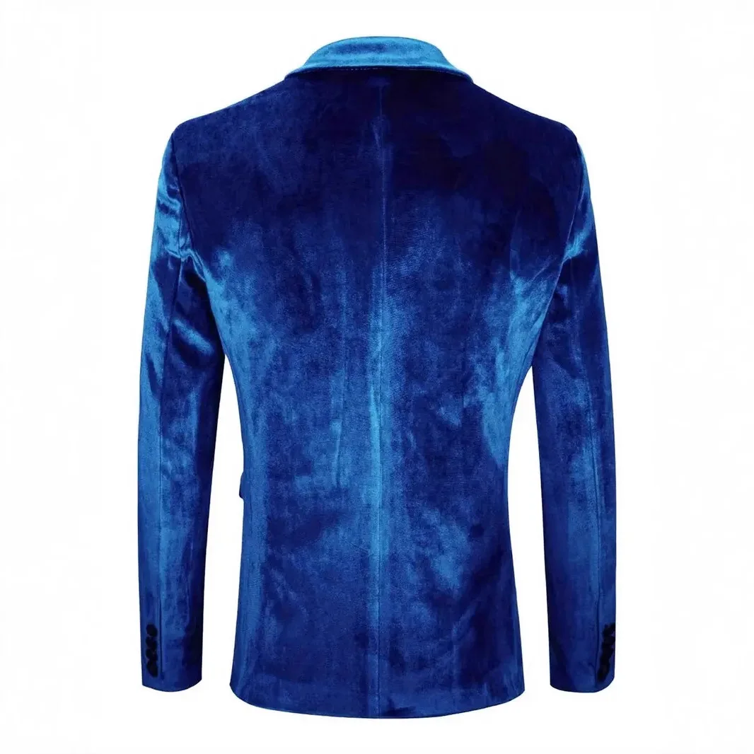 Nieuw fluwelen colbert voor heren, banket, bruiloft, formeel pak, effen kleur, blazer met lange mouwen
