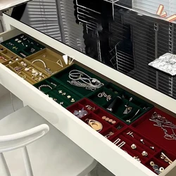 주얼리 정리함 디스플레이 스탠드 케이스 보관 트레이, 레드 그린 쇼케이스 서랍 목걸이 반지 팔찌 보관 이동식 트레이