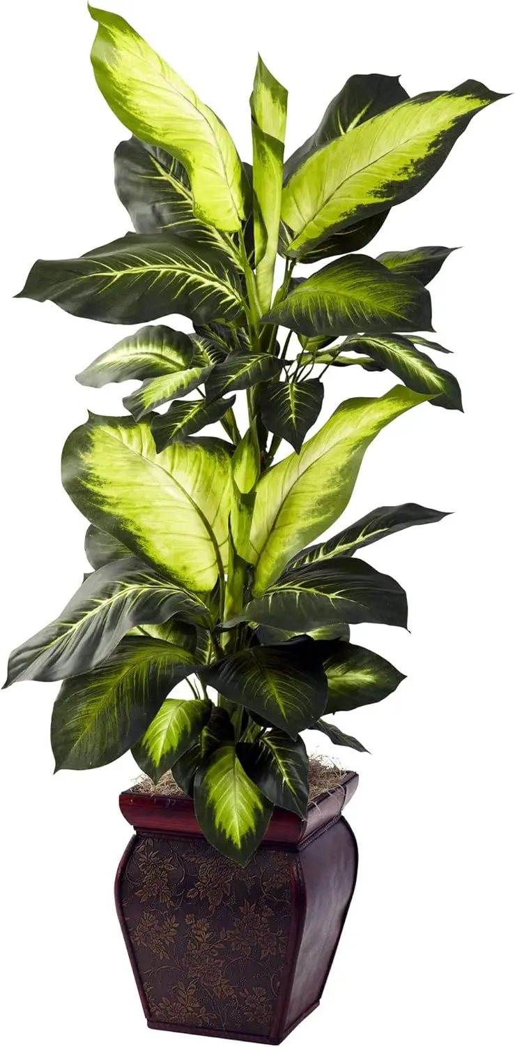 

Artificial Dieffenbachia Floor Plant with Decorative Planter for Indoor Home Decor, Faux Greenery