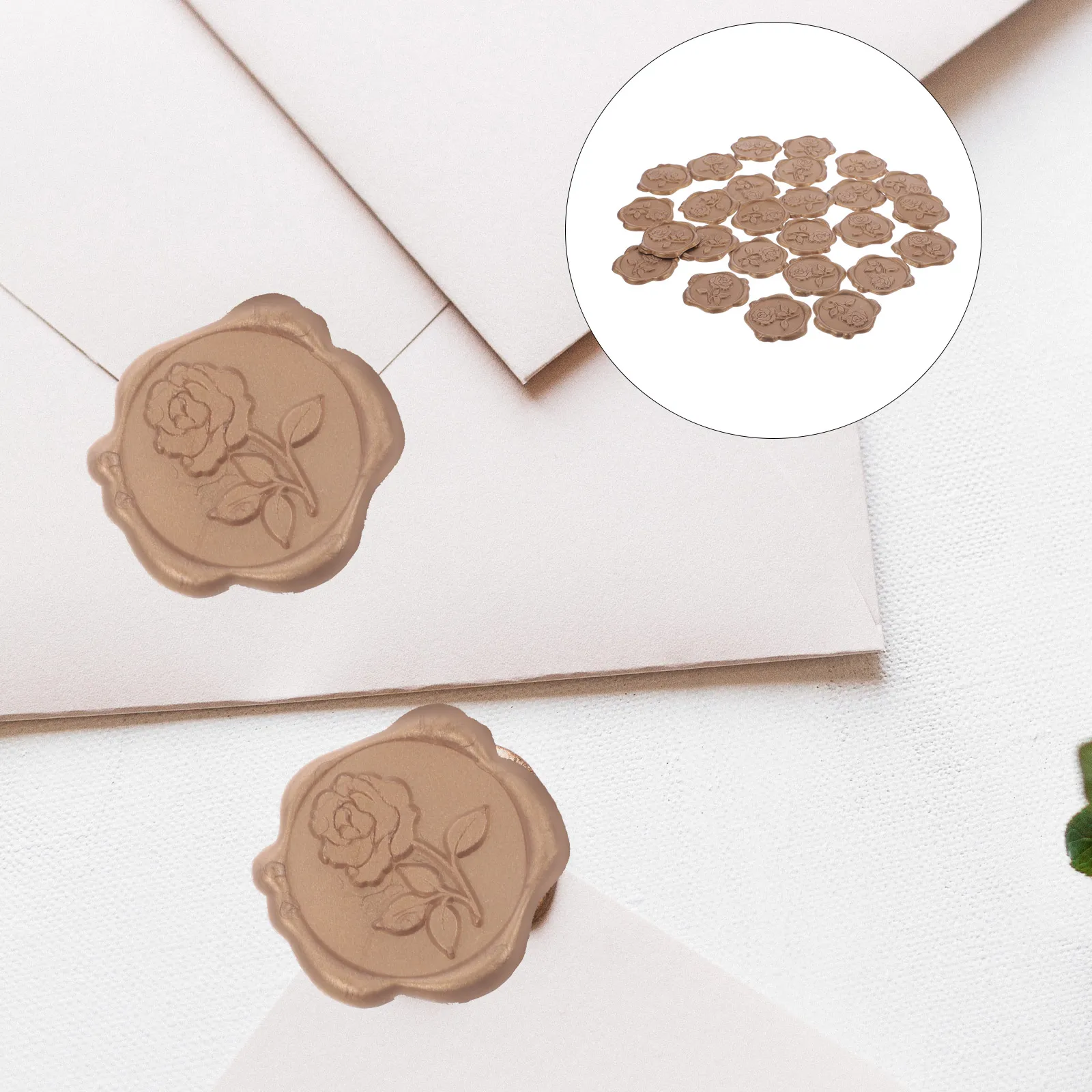 

25pcs Wax Seal Stickers Self Adhesive Envelope Sealing Decorative Gold Rose F45 Vintage Bronze Wedding Invitation