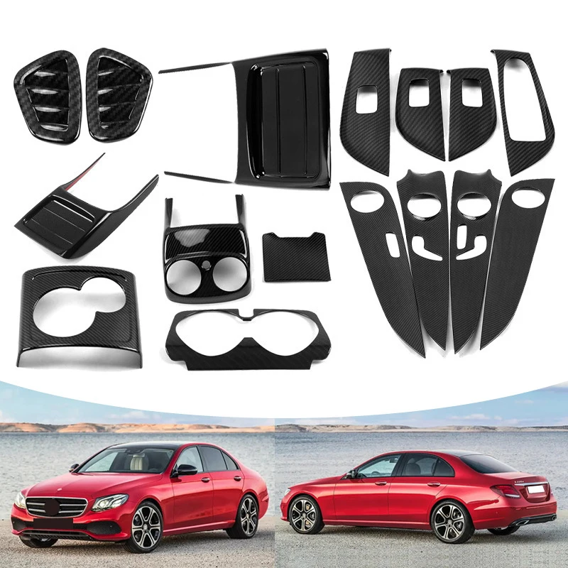 

For Mercedes Benz E-Class W213 2016-2022 Air Outlet Frame Glass Lifting Cup Frame ABS Carbon Fiber
